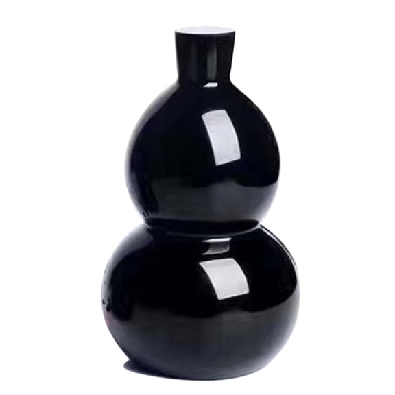 Natural Obsidian Gourd Feng Shui Decor – Handcrafted Black Crystal Ornament for Meditation, Home Protection, Wealth & Health, Thoughtful