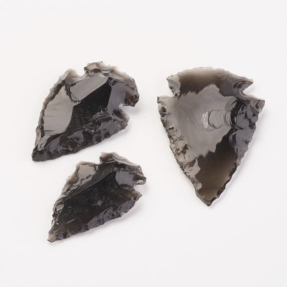Natural Obsidian Home Display Decorations Arrowhead 18~40x12~26x4~14mm