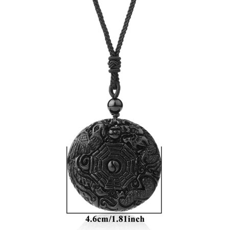 Natural Obsidian Pendant Necklace for Men 25.20 inch(64cm)