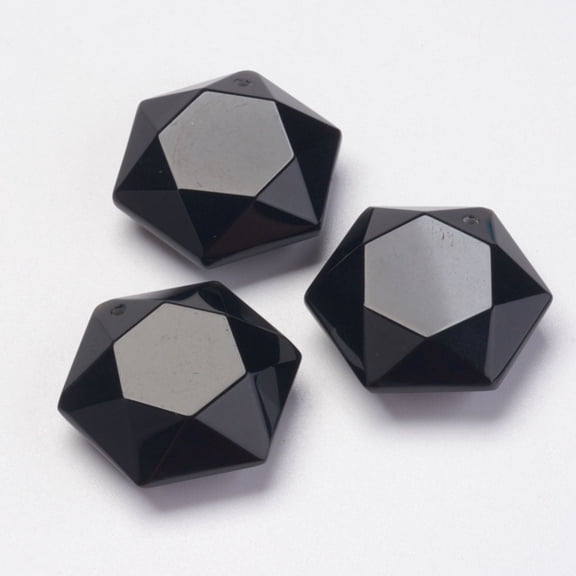 Natural Obsidian Pendants 28~29x25x9~10mm Hole: 1.5mm diy