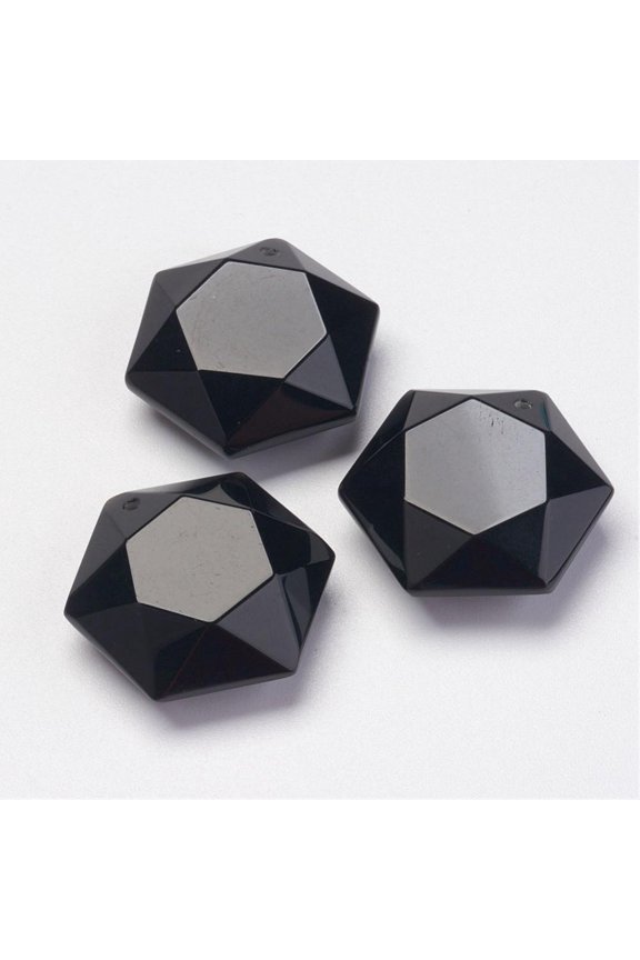 Natural Obsidian Pendants 28~29x25x9~10mm Hole: 1.5mm