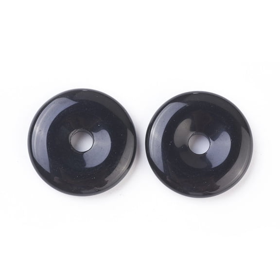 Natural Obsidian Pendants Donut/Pi Disc Donut Width: 12-12.5mm 30-31x6-7mm Hole: 7-8mm