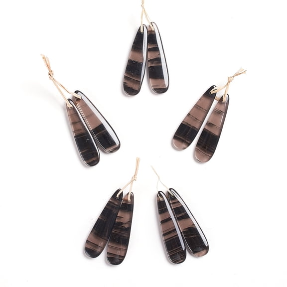 Natural Obsidian Pendants for Jewelry Making Teardrop 45~45.5x12~12.5x4~4.5mm Hole: 1mm