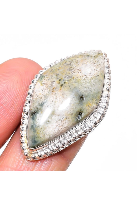 Natural Ocean Jasper Gemstone 925 Sterling Silver Jewelry Ring Size 6.5