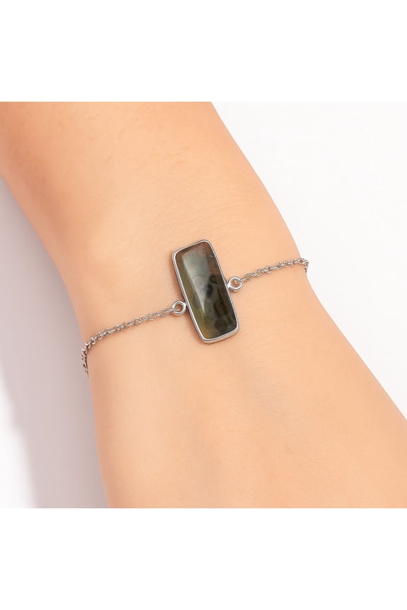 Natural Ocean Jasper - Madagascar 925 Sterling Silver Bracelet Jewelry B-1023 SDB3255