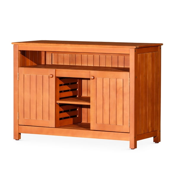 Natural Oil Finish Eucalyptus Sideboard - Versatile For Outdoor Living And Entertaining With For Buffet Display