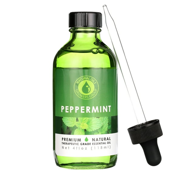 Natural Oils Growers Group 4 oz - Peppermint Essential Oil - Therapeutic Grade Peppermint Oil - 4 Ounce Bottle