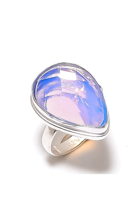 Natural Opal Gemstone Handmade 925 Sterling Silver Jewelry Ring Size 8