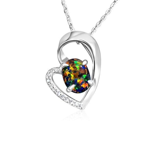 Natural Opal Necklace for Women, 8x6mm Oval Opal Pendant, Solid 925 Sterling Silver Jewelry, October Birthstone, Gift for Her