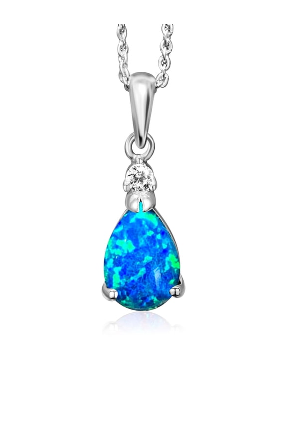 Natural Opal Pendant Necklace 925 Sterling Silver Womens Jewelry October Birthstone Gift for Her