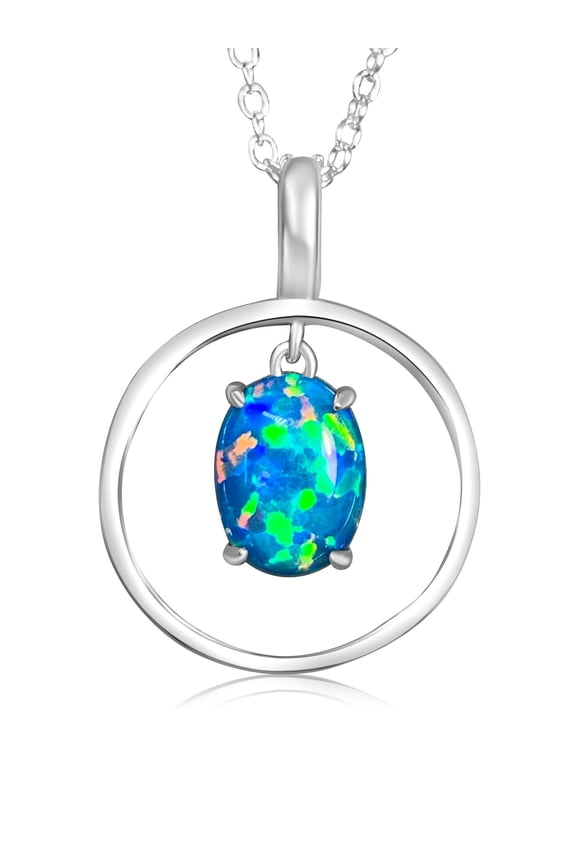 Natural Opal Pendant Necklace 925 Sterling Silver Womens Jewelry October Birthstone Gift for Her