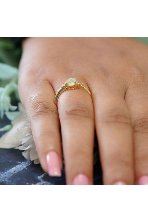 Natural Opal Ring 14k Gold Ring |October Birthstone Ring