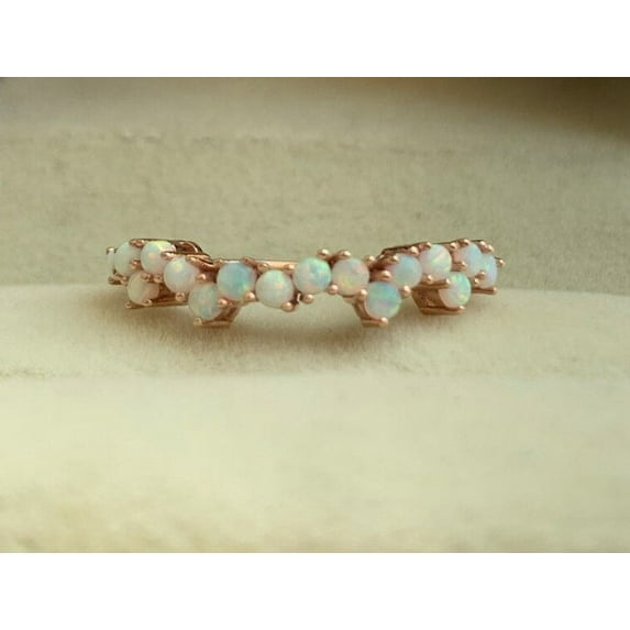 Natural Opal Ring, Vintage Opal Band, Opal Wedding Band, Rose Gold Opal Ring, Dainty Opal Ring, October Birthstone Ring, Matching Band Ring