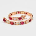 thumbnail image 1 of Natural Opal & Ruby Cabochon Bracelet, 925 Sterling Silver, Tennis Bracelet, October Birthstone, Ruby Jewelry, Bridal Bracelet, Gift For Her, 1 of 6