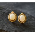 thumbnail image 1 of Natural Opal Vintage Studs Earrings 14k Yellow Gold Plated Silver Earrings, 1 of 6