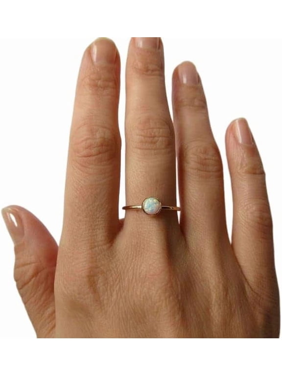 Natural Opal ring, Australian Opal Tiny ring, October birthstone, womens ring, gold micron ring, 925 Sterling Silver, Fine Jewelry, dainty Ring, Minimal Stackable Ring