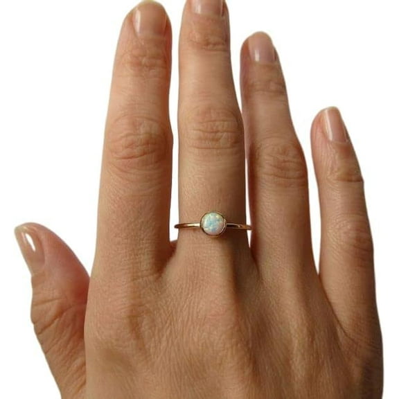 Natural Opal ring, Australian Opal Tiny ring, October birthstone, womens ring, gold micron ring, 925 Sterling Silver, Fine Jewelry, dainty Ring, Minimal Stackable Ring