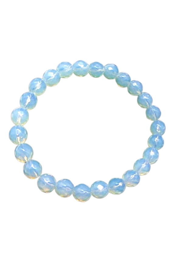 Natural Opalite 8mm Round Shape Smooth Cut Beads Stretchable Bracelet For Men & Women. Unisex Bracelet