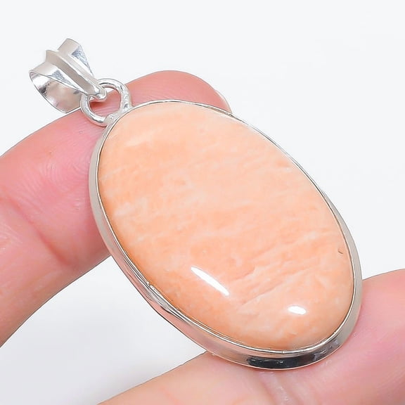 Natural Orange Aventurine 925 Sterling Silver Jewelry Pendant 2.17"