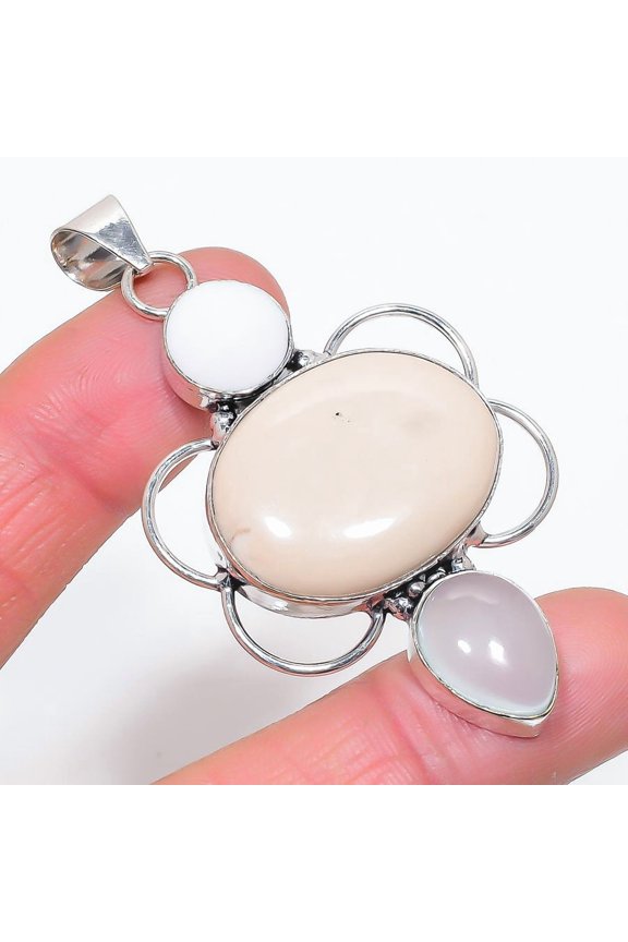 Natural Orange Aventurine, Chalcedony 925 Sterling Silver Pendant 2.80"