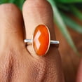 thumbnail image 1 of Natural Orange Carnelian Ring, 925 Sterling Silver Ring, Charm Ring, Pure Silver Ring, Oval Cut Carnelian Ring, Healing Crystal Silver Ring,, 1 of 4