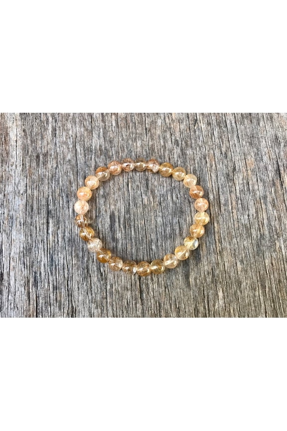 Natural Orange Rutilated Quartz 8mm round Shape smooth Cut Beads Stretchable Bracelet for Men & Women.