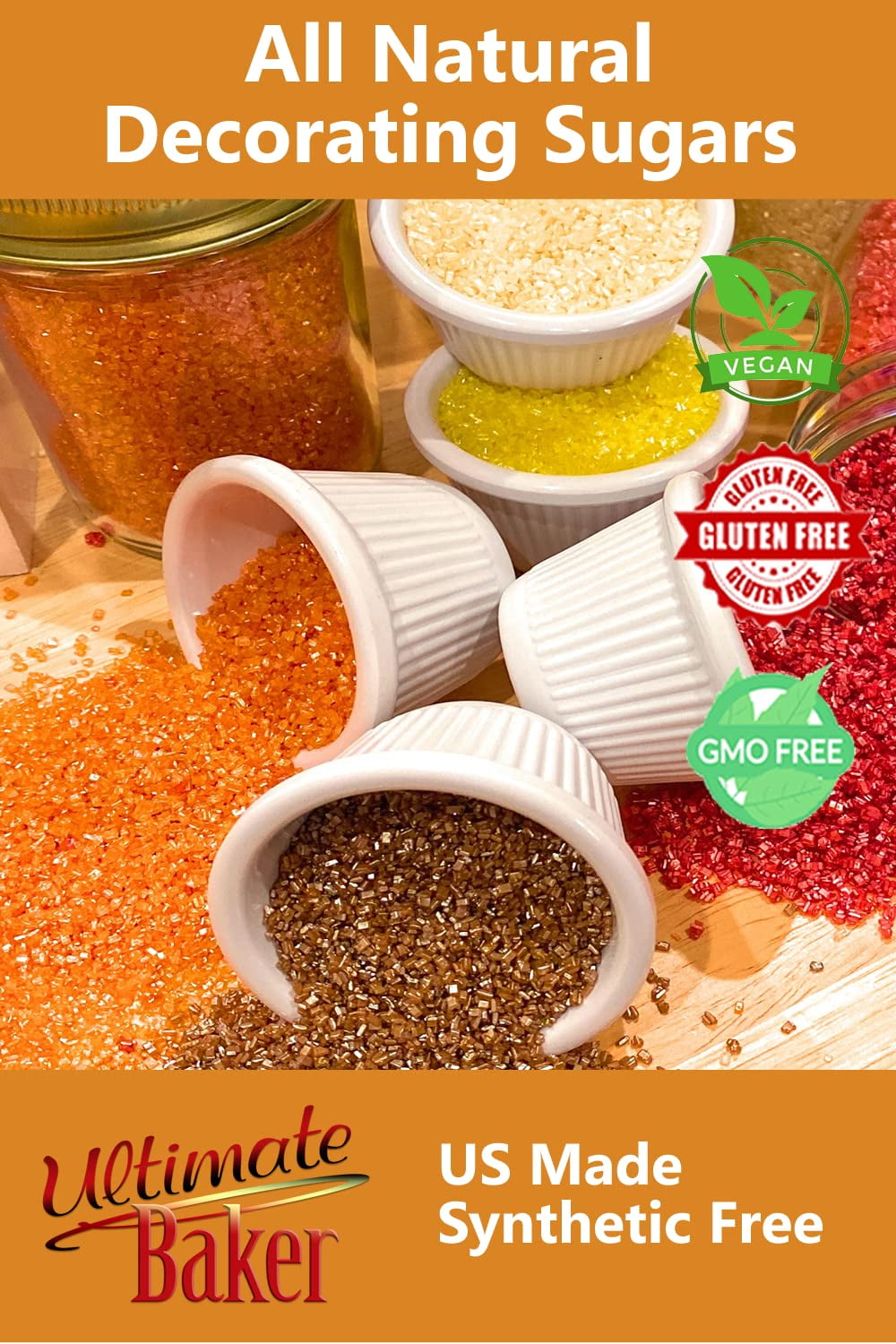 Natural Orange Sanding Sugar Naturally Colored Large Crystal