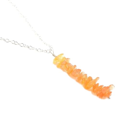 Natural Orange Sapphire Rough Pendant Necklace, Raw Gemstone, Energy Healing Crystals, Birthday, Gift for Her, Gemstone Jewelry 18 inch AAA+ Quality