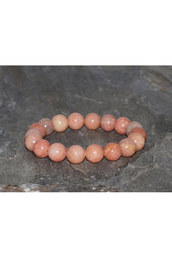 Natural Orange Selenite 10mm Round Shape Smooth Cut Beads Stretchable Bracelet for Men & Women.