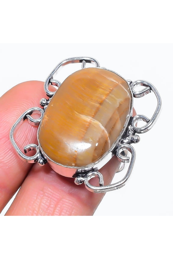 Natural Orange Seraphinite 925 Sterling Silver Jewelry Ring Size 7.5