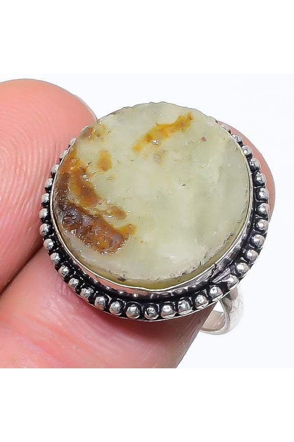 Natural Orange Seraphinite Gemstone 925 Sterling Silver Jewelry Ring Size 8