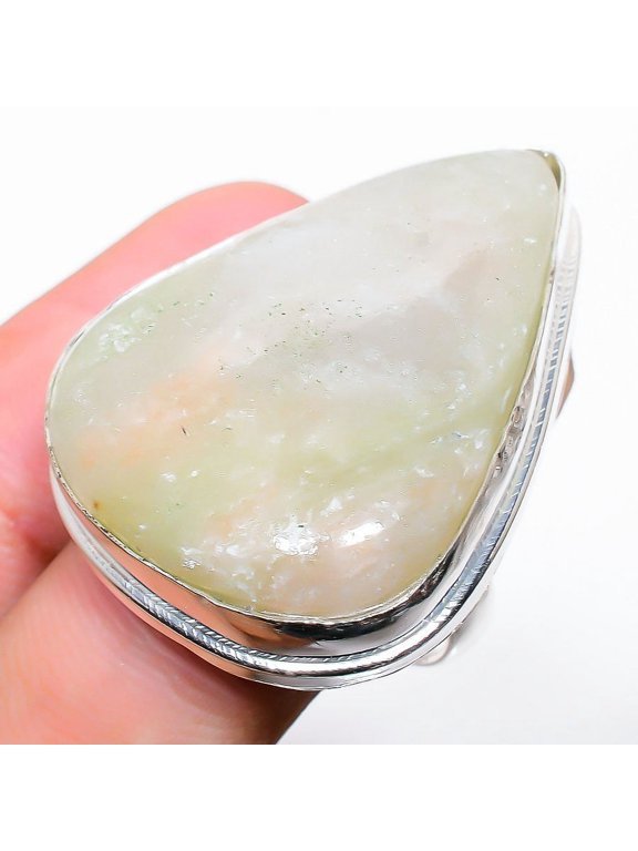 Natural Orange Seraphinite Gemstone 925 Sterling Silver Ring Size 8.5