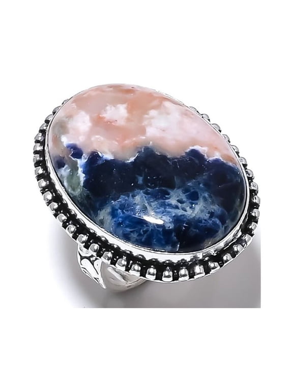 Natural Orange Sodalite Gemstone 925 Sterling Silver Gift Ring Size 6