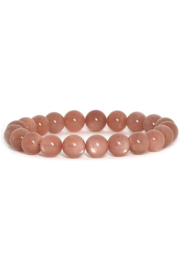 Natural Orange Sunstone 10mm round Shape smooth Cut Beads Stretchable Bracelet for Men & Women.