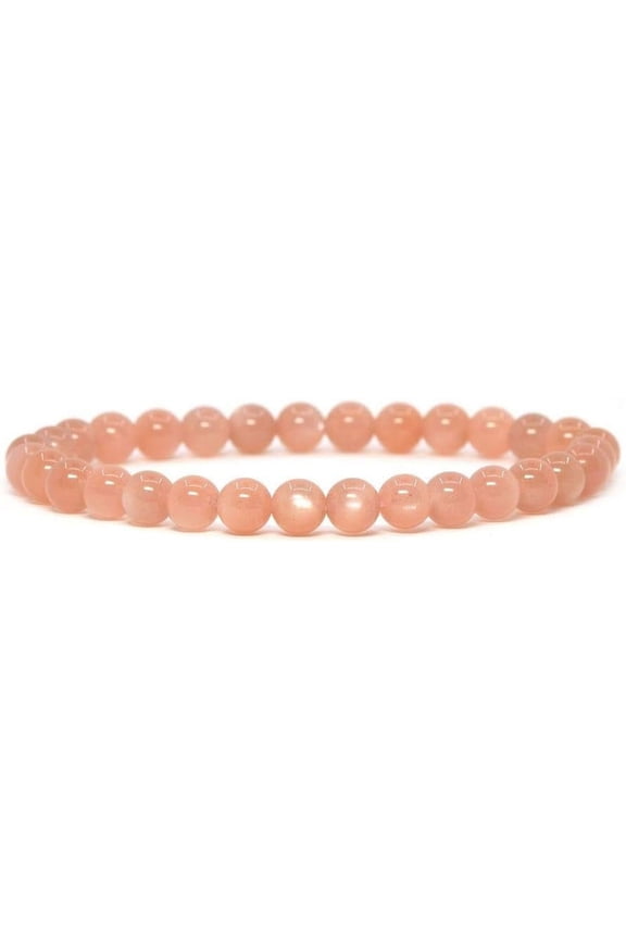 Natural Orange Sunstone 6mm round Shape smooth Cut Beads Stretchable Bracelet for Men & Women.