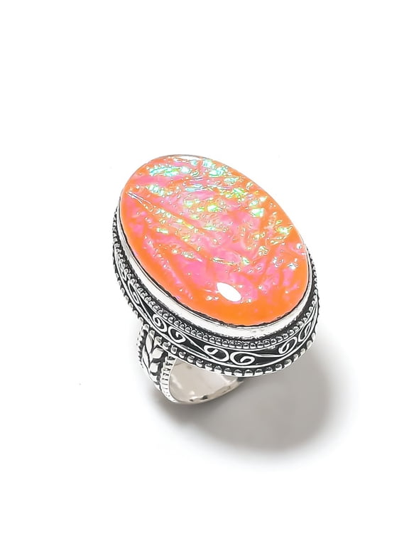 Natural Orange Triplet Opal 925 Sterling Silver Jewelry Ring Size 8