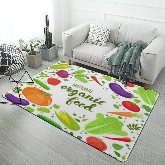 Natural Organic Fresh Produce Soft Comfy Area Rugs Carpet Suitable for Living Room Kitchen Bedroom Laundry Room Home Decorations
