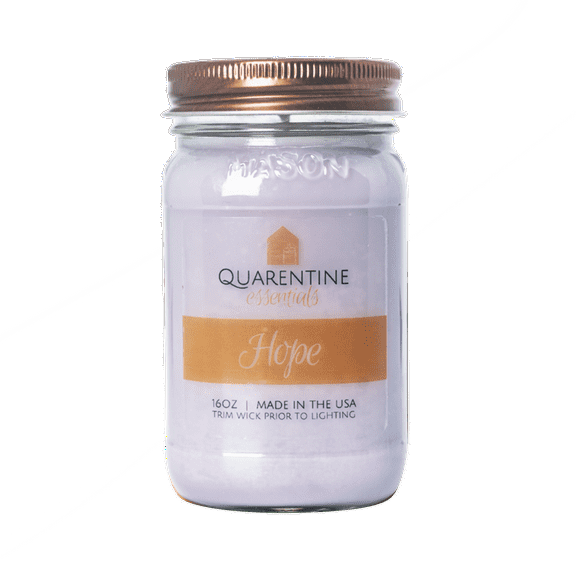 Natural Organic Hope Soy Wax Candle 16oz, Relaxation & Comfort, Aromatherapy & Massage Oil - Quarentine Essentials by Carla Miles
