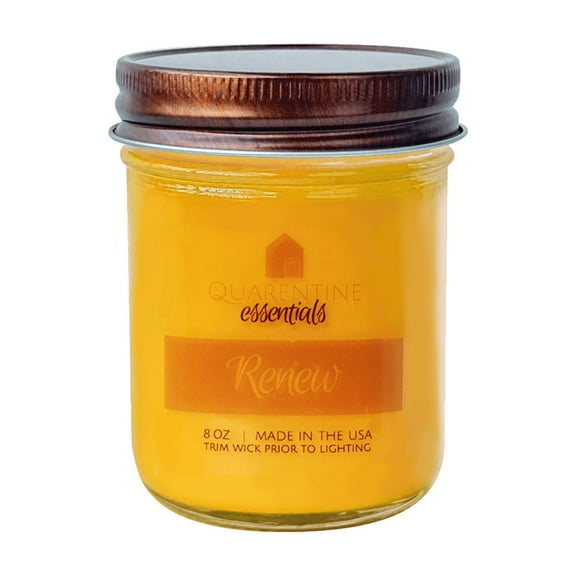 Natural Organic Renew Soy Wax Candle, Refreshing Tropical Mango Scent, Aromatherapy & Massage Oil - Quarentine Essentials by Carla Miles