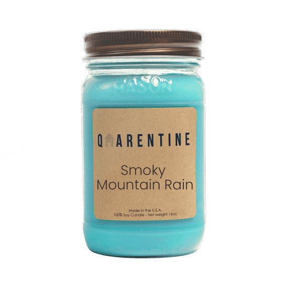 Natural Organic Smoky Mountain Rain Soy Wax Candle 16oz, Rainy Day Floral & Relaxing Scent, Aromatherapy & Massage Oil - Quarentine Essentials by Carla Miles