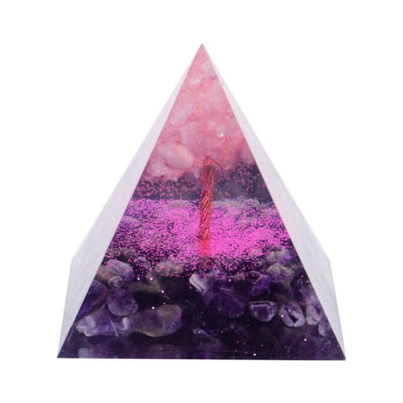 Natural Orgonite Amethyst Rose Crystal Tree Pyramid Orgone Energy Rock Healing