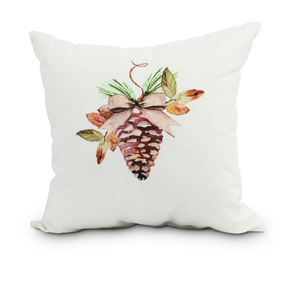Natural Ornament 26 Inch Off White Holiday Print Decorative Throw Pillow