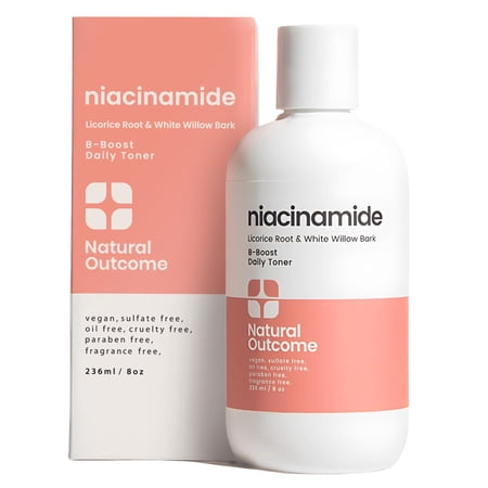Natural Outcome Niacinamide Toner for Face | Radiance Boosting Toner - with Salicylic Acid & Aloe Vera | Advance Toning Solution Rejuvenates Skin & Minimizes Pore Appearance | Fragrance Free | 8 oz