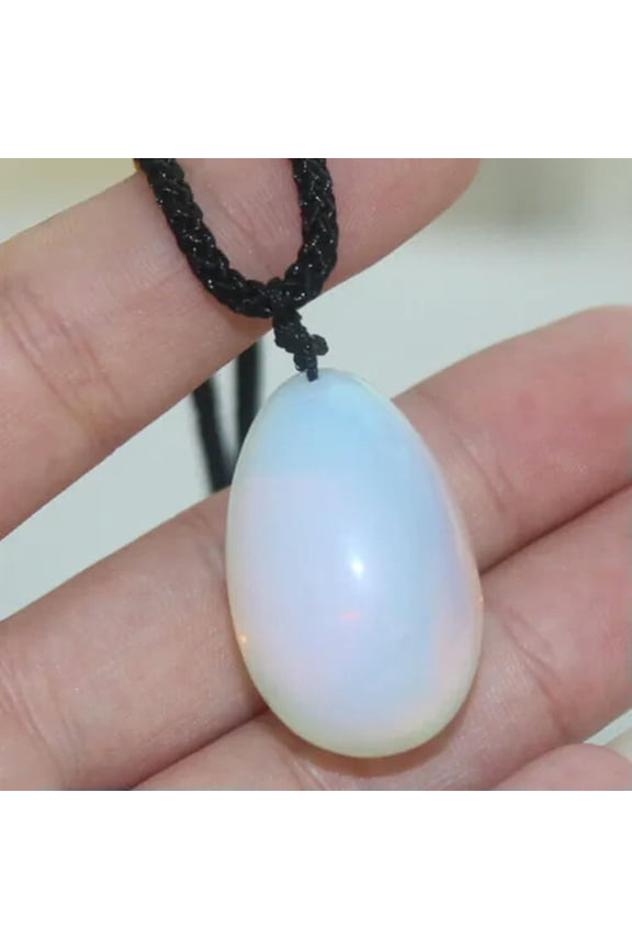 Natural Oval Egg Crystal Necklace Stone Quartz Chakra Pendant Reiki Healing Gift