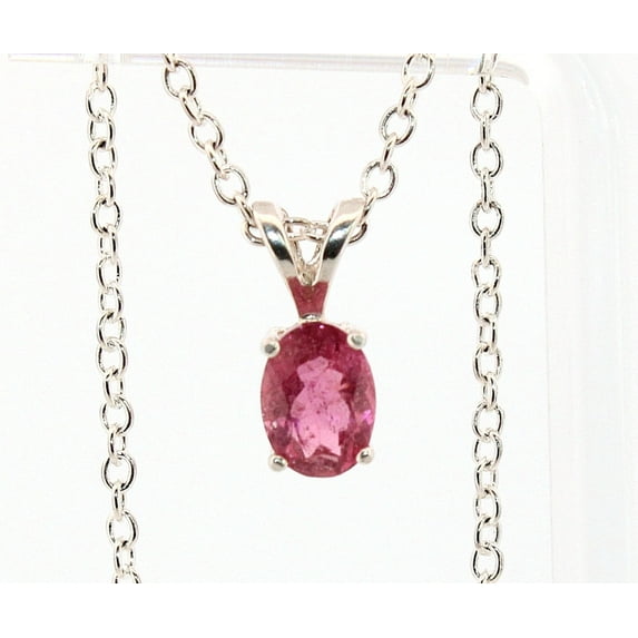 Natural Oval Pink Tourmaline Sterling Silver Necklace NT196