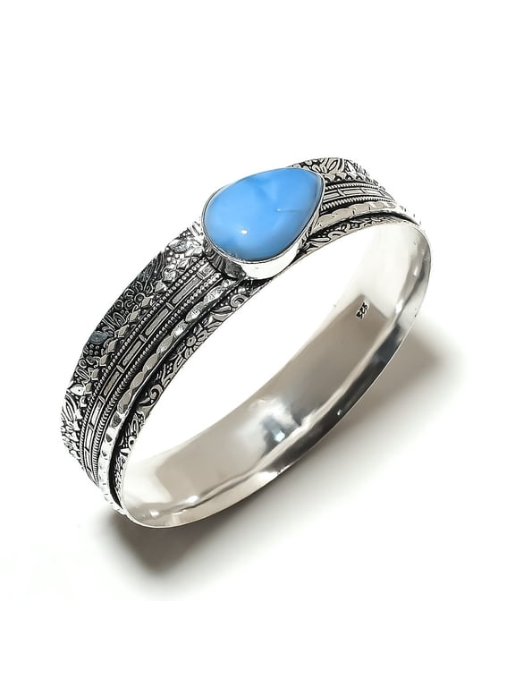Natural Owhyee Opal Gemstone Handmade 925 Sterling Silver Cuff Bangle 7.5"