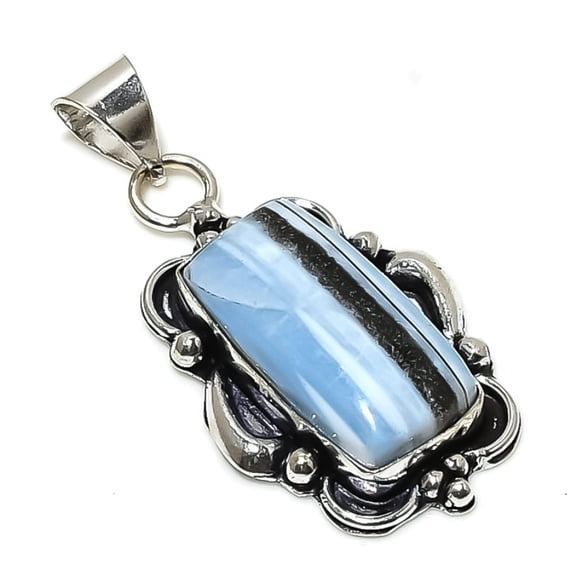 Natural Owhyee Opal Gemstone Handmade 925 Sterling Silver Pendant 1.85"