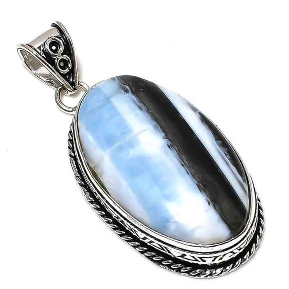Natural Owhyee Opal Gemstone Handmade 925 Sterling Silver Pendant 2.36"