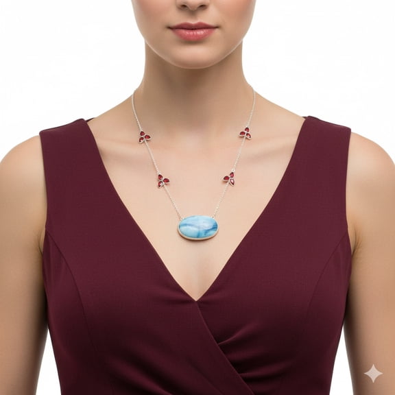 Natural Owyhee Opal & Garnet 925 Sterling Silver Necklace Jewelry N-1004 SDN1700