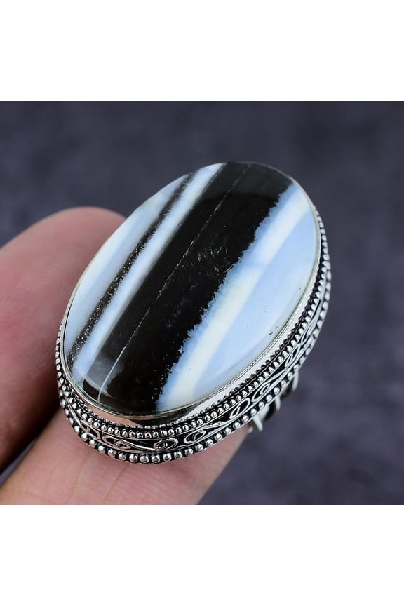 Natural Owyhee Opal Gemstone Handmade 925 Sterling Silver Gift Ring S.7.5
